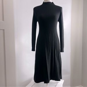 Black Long Sleeve Turtleneck Knit Dress